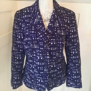 Ann Taylor Geo Print Blazer Navy/ Black/ White Sz 12
